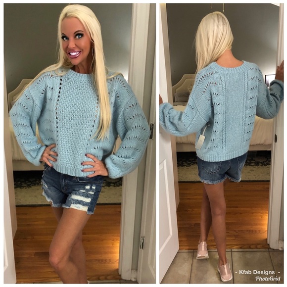 Sweaters - 💗LAST ONE! Super Soft Detailed Baby Blue Sweater!